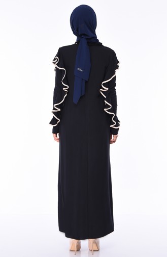 Navy Blue Hijab Dress 9088-02