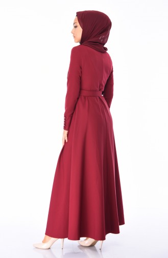 Claret Red Hijab Dress 9326-02