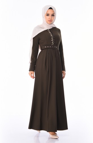 Khaki Hijab Kleider 9326-03