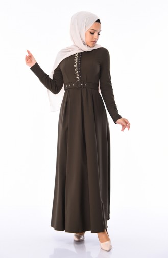 Khaki Hijab Kleider 9326-03