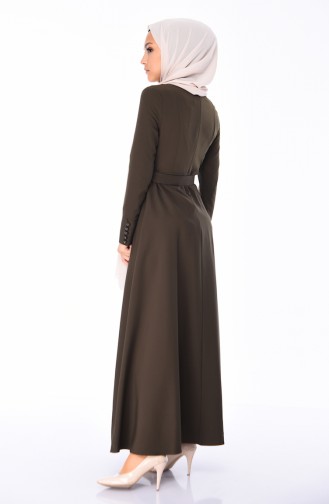 Khaki Hijab Dress 9326-03