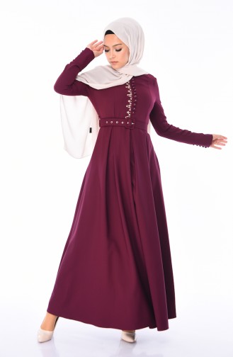Plum Hijab Dress 9326-04