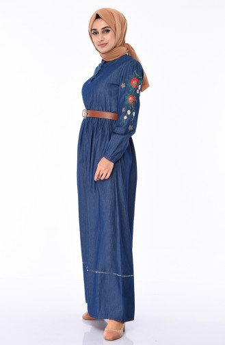Navy Blue Hijab Dress 9430-01