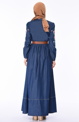 Navy Blue Hijab Dress 9430-01