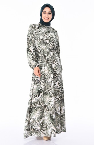 Khaki Hijab Dress 1046D-03