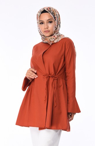 Volanlı Anvelop Tunik 9012-13 Kiremit