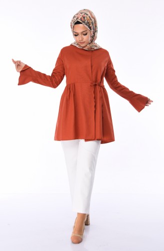 Volanlı Anvelop Tunik 9012-13 Kiremit