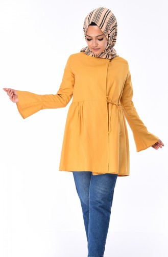 Volanlı Anvelop Tunik 9012-15 Sarı