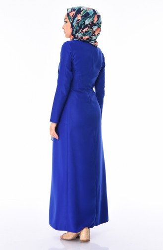 Saks-Blau Hijab Kleider 4275-07