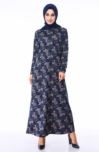 Dunkelblau Hijab Kleider 8824-01