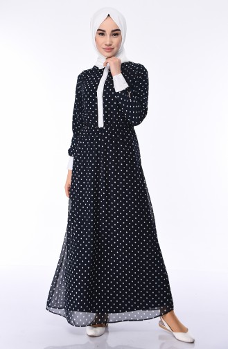 Navy Blue Hijab Dress 3500-01