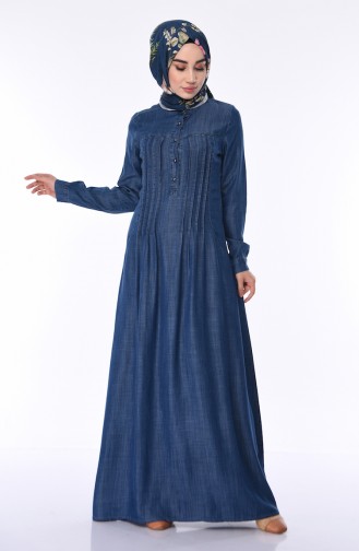 Navy Blue Hijab Dress 9271-01