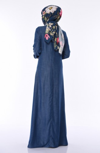 Navy Blue Hijab Dress 9271-01