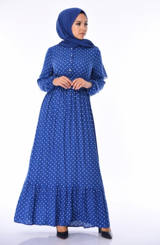 Robe à Motifs 4038-02 İndigo 4038-02