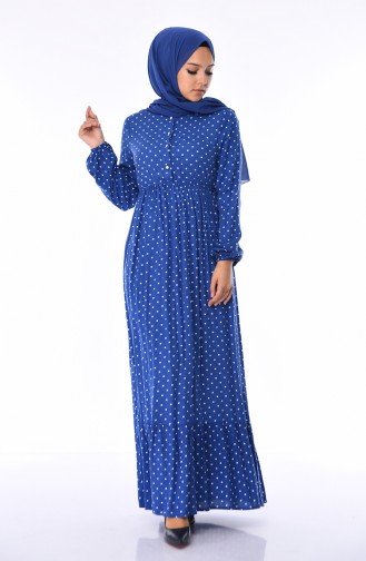 Robe à Motifs 4038-02 İndigo 4038-02