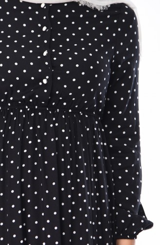Puantiyeli Desenli Elbise 4038-03 Siyah