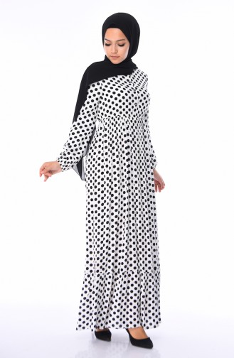 White Hijab Dress 4038A-01