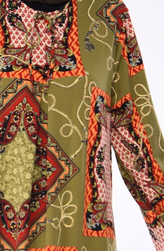 Khaki Hijab Dress 9106A-01