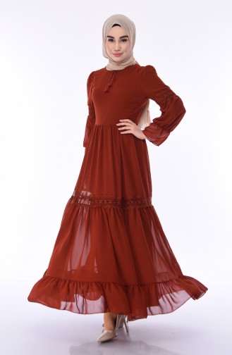 Brick Red Hijab Dress 5472-10