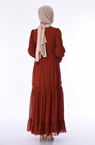 Brick Red Hijab Dress 5472-10