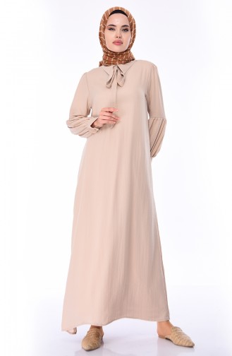 Beige Hijab Dress 1058-01