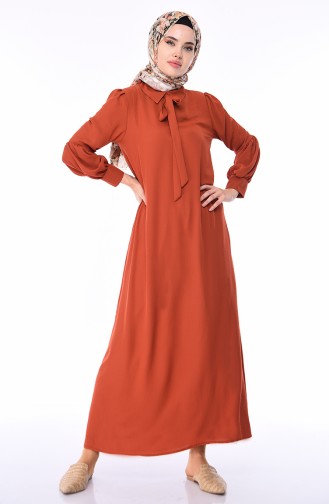Brick Red Hijab Dress 1058-04