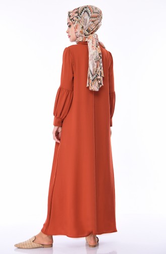 Brick Red Hijab Dress 1058-04
