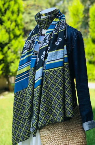 Châle Coton a Motifs 53448-01 Noir İndigo 53448-01