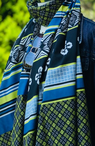 Châle Coton a Motifs 53448-01 Noir İndigo 53448-01