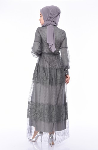 Grau Hijab Kleider 81634-02