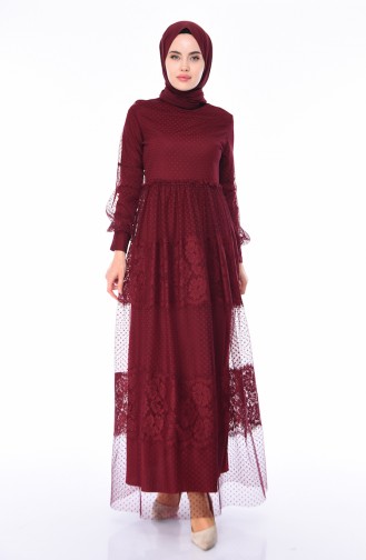 Claret Red Hijab Dress 81634-05