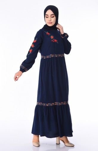 Navy Blue Hijab Dress 5000-01