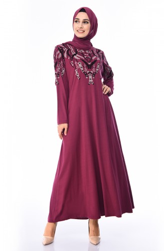 Beige-Rose Hijab Kleider 4496-03