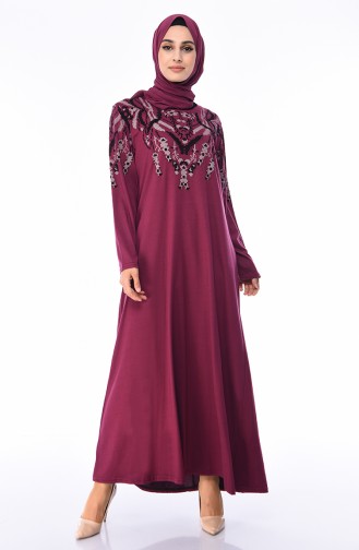 Dusty Rose Hijab Dress 4496-03