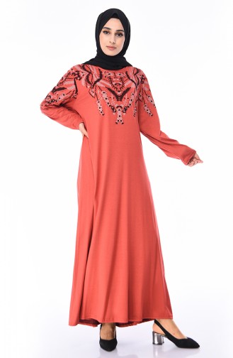 Peach Pink Hijab Dress 4496-05