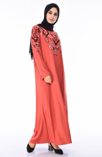 Gelblichrosa Hijab Kleider 4496-05