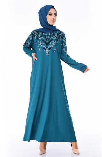 Petrol Hijab Dress 4496-06