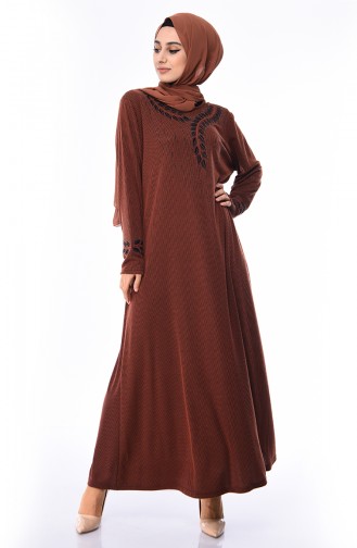 Brick Red Hijab Dress 4566-07