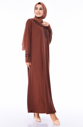 Ziegelrot Hijab Kleider 4566-07