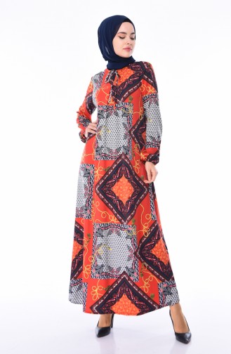Coral Hijab Dress 9106A-03