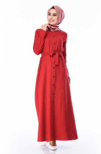 Claret Red Hijab Dress 6010-02