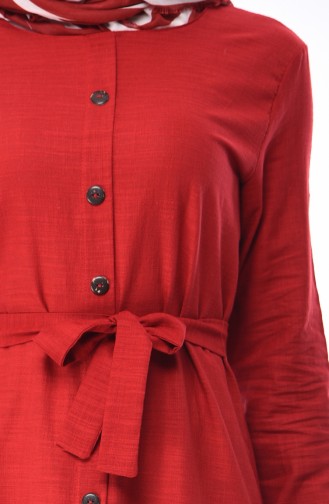 Claret Red Hijab Dress 6010-02