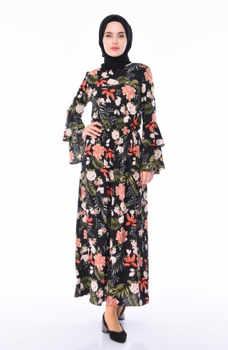 Schwarz Hijab Kleider 60024-01