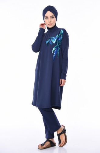 Frauen Hijab Bademode   404-01 Dunkelblau Blau 404-01
