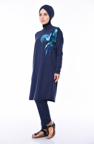 Frauen Hijab Bademode   404-01 Dunkelblau Blau 404-01