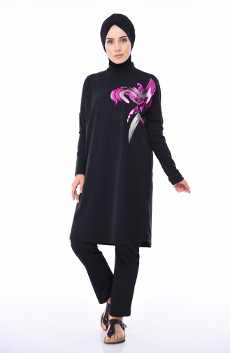 Frauen Hijab Bademode  404-02 Schwarz Pink 404-02