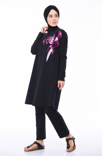 Frauen Hijab Bademode  404-02 Schwarz Pink 404-02