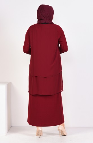 Weinrot Hijab-Abendkleider 1013-04