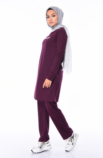 Printed Track Suit Set 9351-02 Damson 9351-02