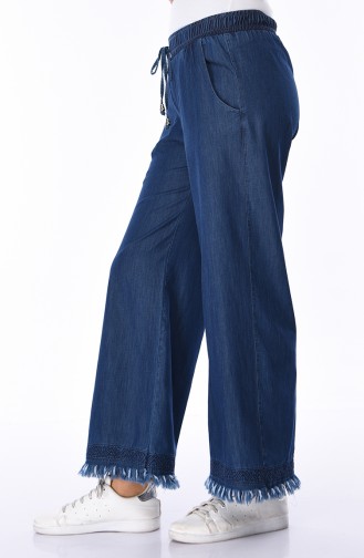 Pantalon Jean a Franges 8071-02 Bleu Marine 8071-02